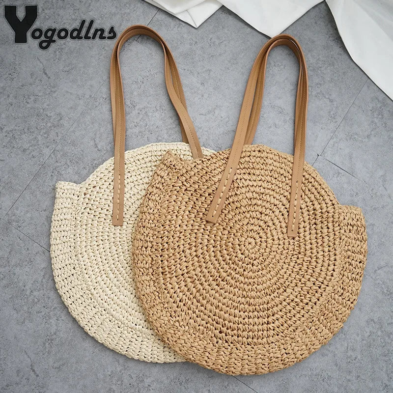 Handmade Woven Straw Beach Bag – Vintage Bohemian Rattan