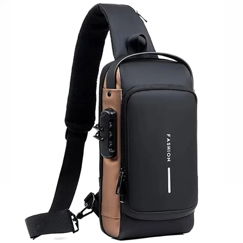 Men's Multifunction Anti-Theft USB Shoulder Bag – Crossbody Travel Sling Chest Pack for Men