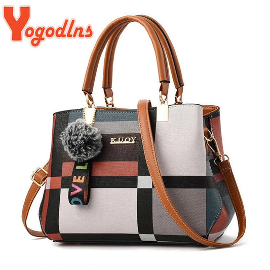 New Luxury Handbag – Women's Plaid Stitching Messenger & Shoulder Bag