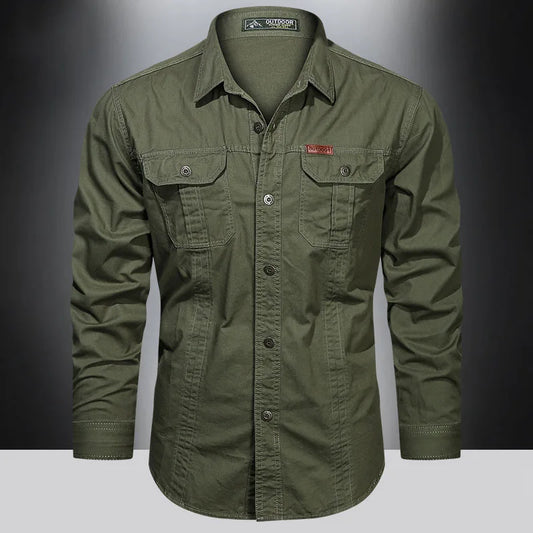 2024 Cargo Shirt Men Long Sleeve Casual