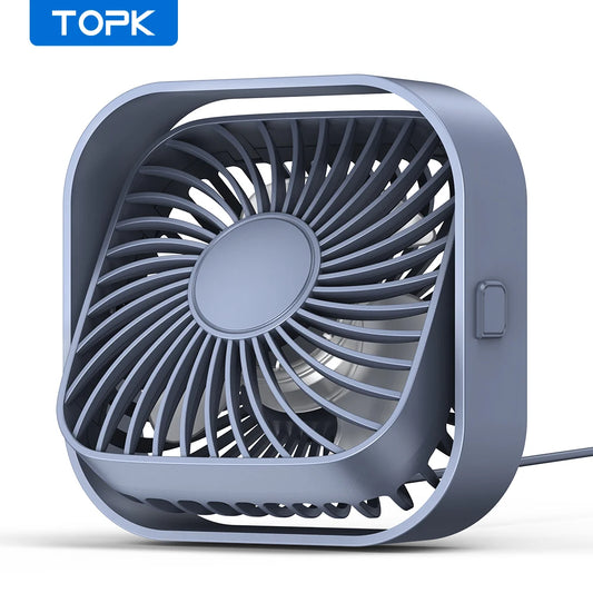 TOPK Mini Portable Desk Fan – USB Fan with 3 Speeds and 360° Rotation