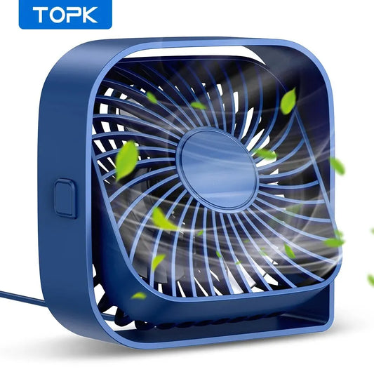 TOPK Mini Portable Fan – USB Desk Fan with 3 Speed and 360° Rotatable Head