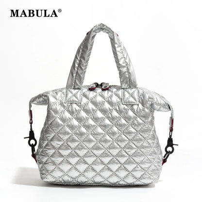 MABULA Designer Luxury Quilted Pillow Tote | Mini Padded Crossbody Bag