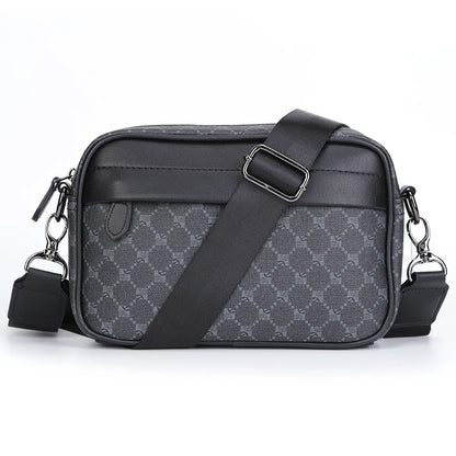 Casual Business PU Leather Messenger Bag – Men's Plaid Crossbody