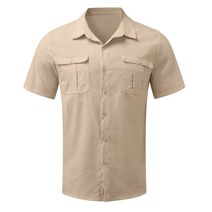 Cotton Linen Hot Sale Men Short-Sleeved Shirts