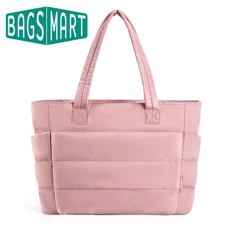 BAGSMART Big Square Cotton Padded Tote Bag