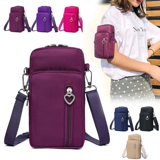 Waterproof Nylon Crossbody Bag for Women – Small Sports Purse & Phone Case