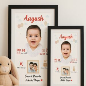 Personalized Baby Birth Statistics Photo Frame – Customized Baby Photo Frame – Best Gift For New Parents – Perfect Gift For New Born Baby – Cute Baby Data Frame