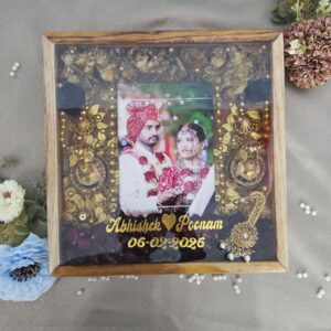 Varmala Preservation With Kaleera In Wooden Frame For Couple – Affordable Kaleera And Mala Preservation