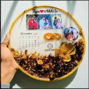 Varmala Preservation In Round Wooden Frame