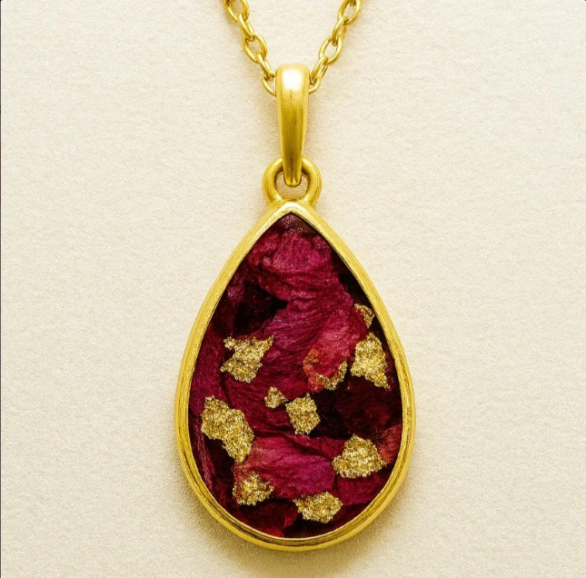 Rose Preservation In Drop Shape Necklace – Rose Preserved Tear Drop Pendent – Perfect Gift For Women