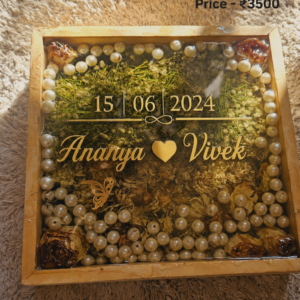 Wedding Varmala Preservation – Wedding Resin Art – 12 Inch Square Resin Frame – Varmala Preservation In Wooden Frame – Preserve Wedding Roses