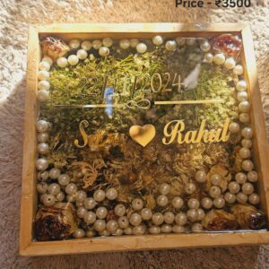 Wedding Varmala Preservation – Wedding Resin Art – 12 Inch Square Resin Frame – Varmala Preservation In Wooden Frame – Preserve Wedding Roses