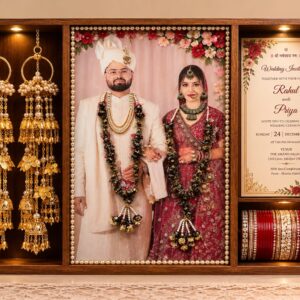 3×4 FT Premium Teakwood Varmala Preservation Frame – Luxury Indian Wedding Memory Shadow Box