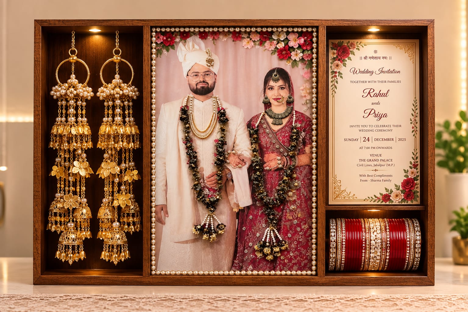 3×4 FT Premium Teakwood Varmala Preservation Frame – Luxury Indian Wedding Memory Shadow Box